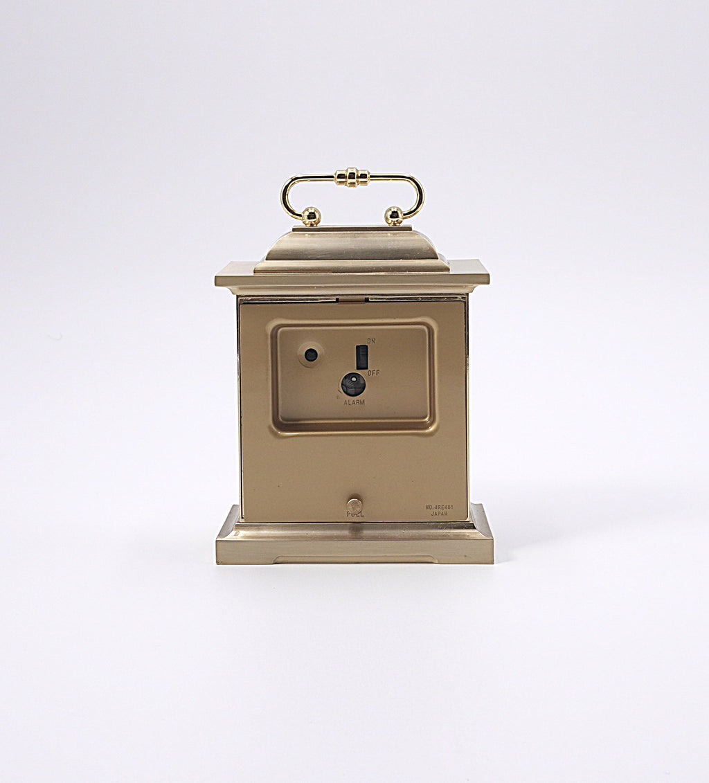 Vintage Brass Tone Carriage Style Quartz Mantel Clock