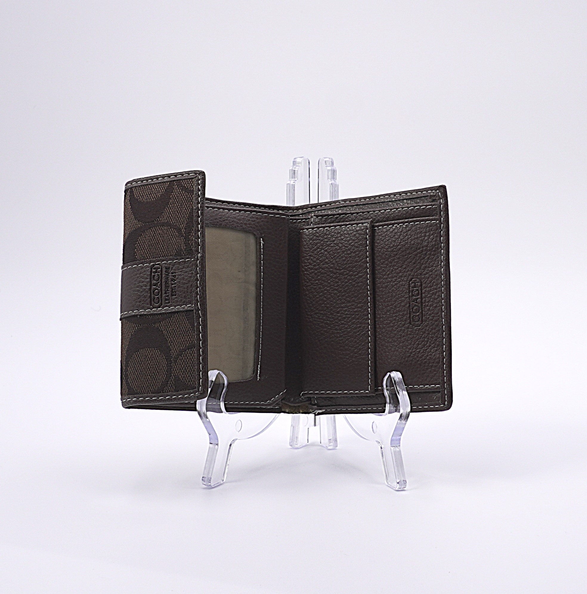 Coach Signature Canvas Brown Leather Bi-Fold Wallet