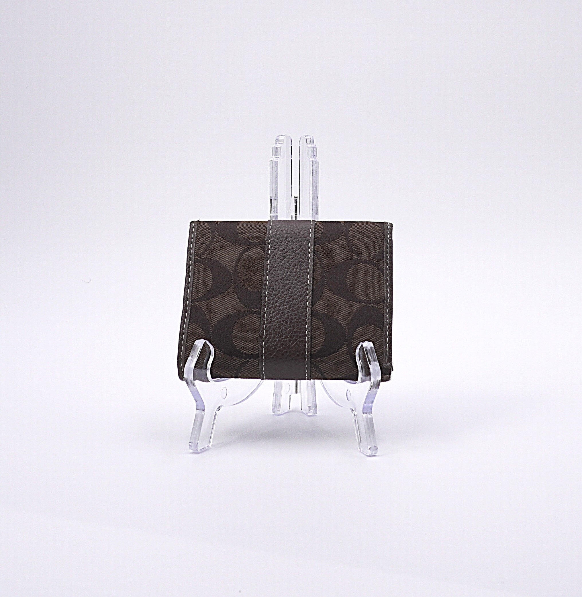 Coach Signature Canvas Brown Leather Bi-Fold Wallet