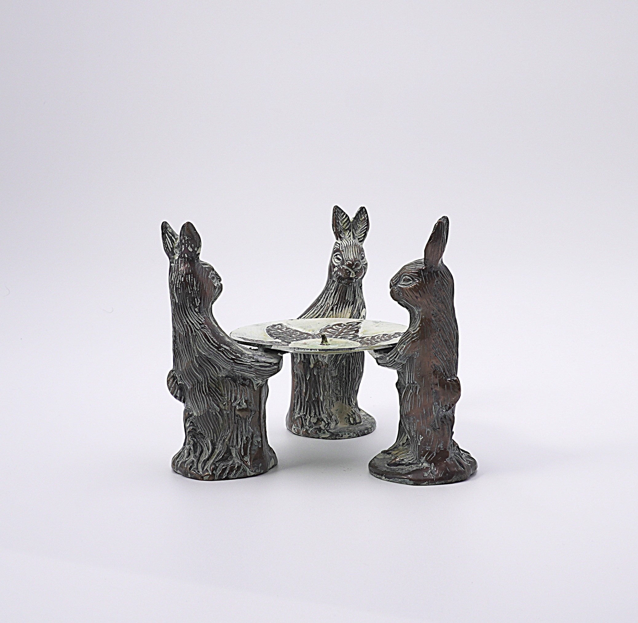 Vintage Brass Rabbit Candle Holder Folk Cottage Animal Décor