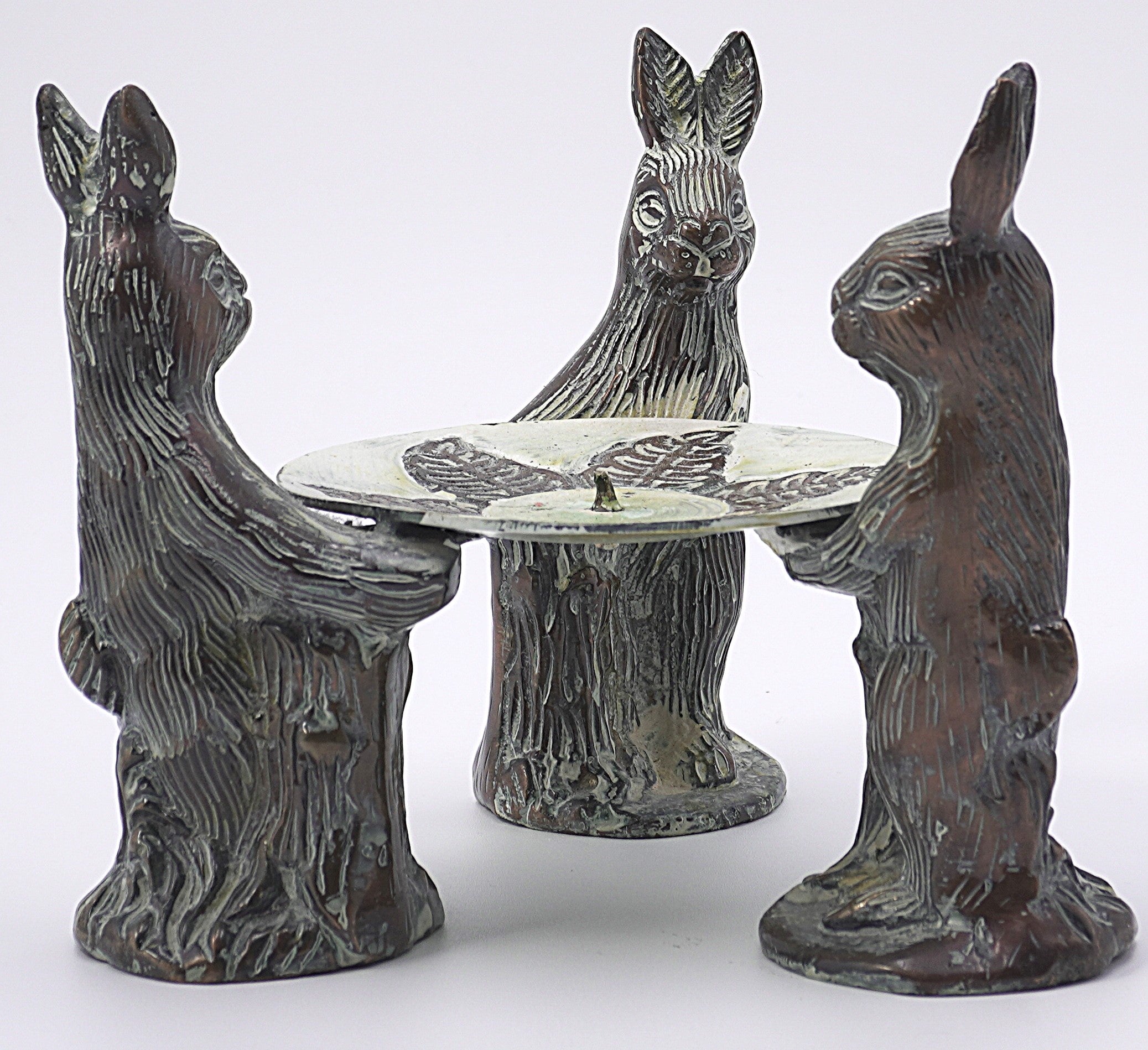 Vintage Brass Rabbit Candle Holder Folk Cottage Animal Décor