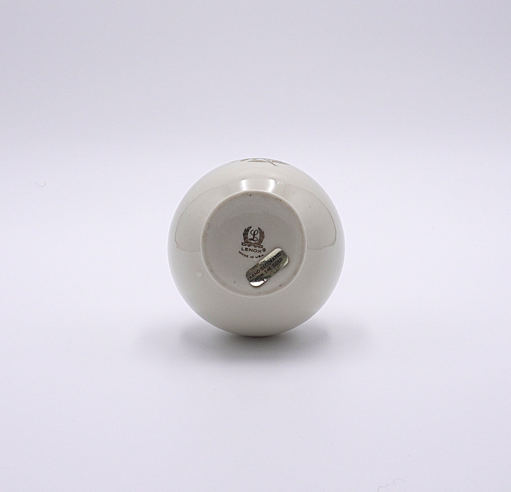 Vintage Lenox Ivory Porcelain Bud Vase with Hand-Painted Rose & 24k Gold