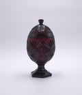 Vintage Ruby Red French Pressed Glass Egg Candy Dish with Lid