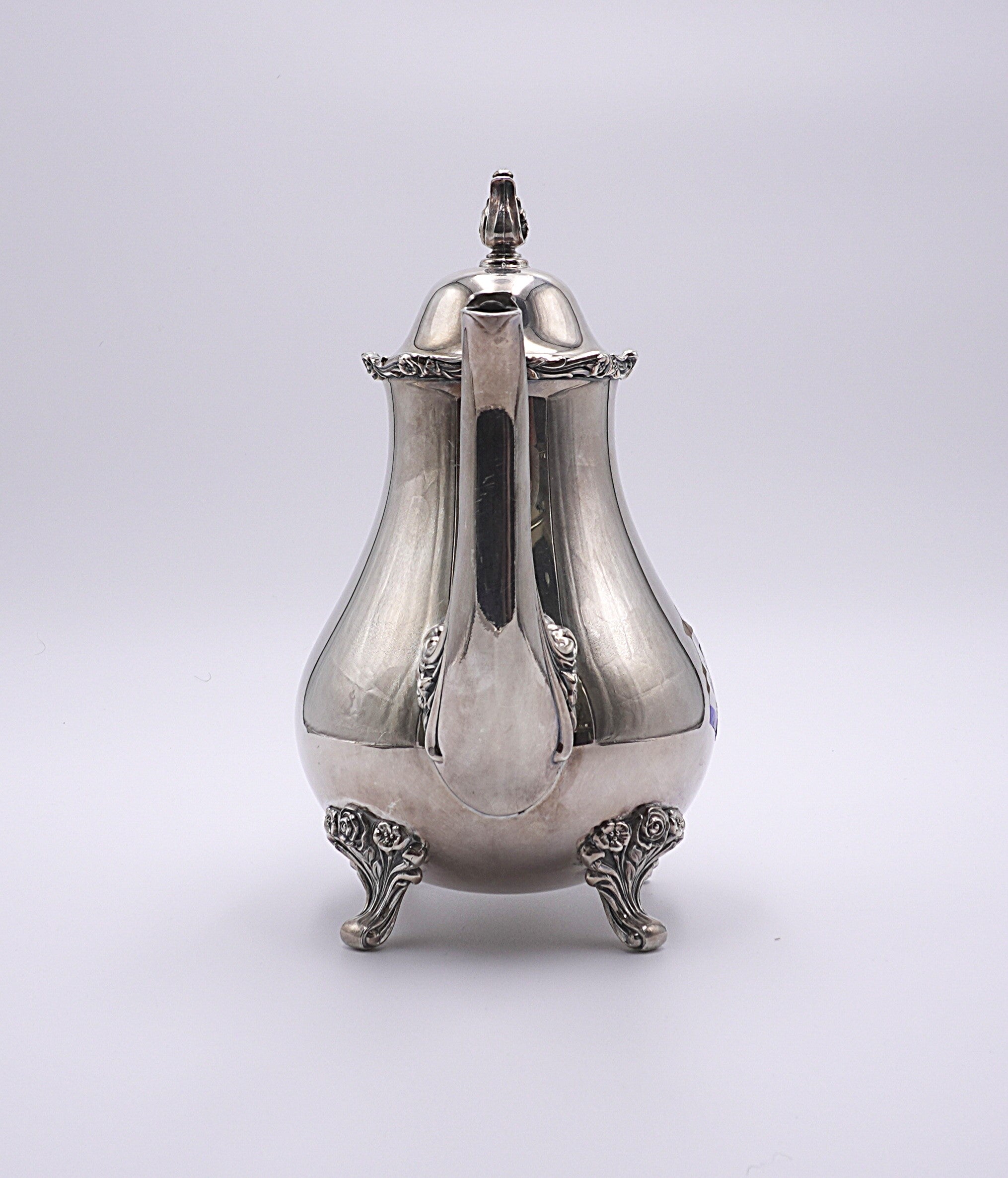 Vintage International Silver Co Wilcox American Rose 7301 Silverplate Teapot