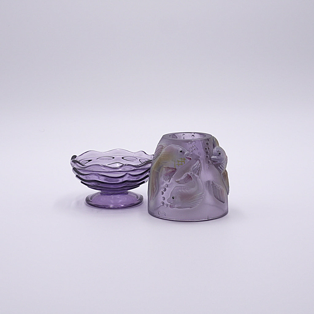 Vintage Fenton Amethyst Koi Fish Fairy Lamp