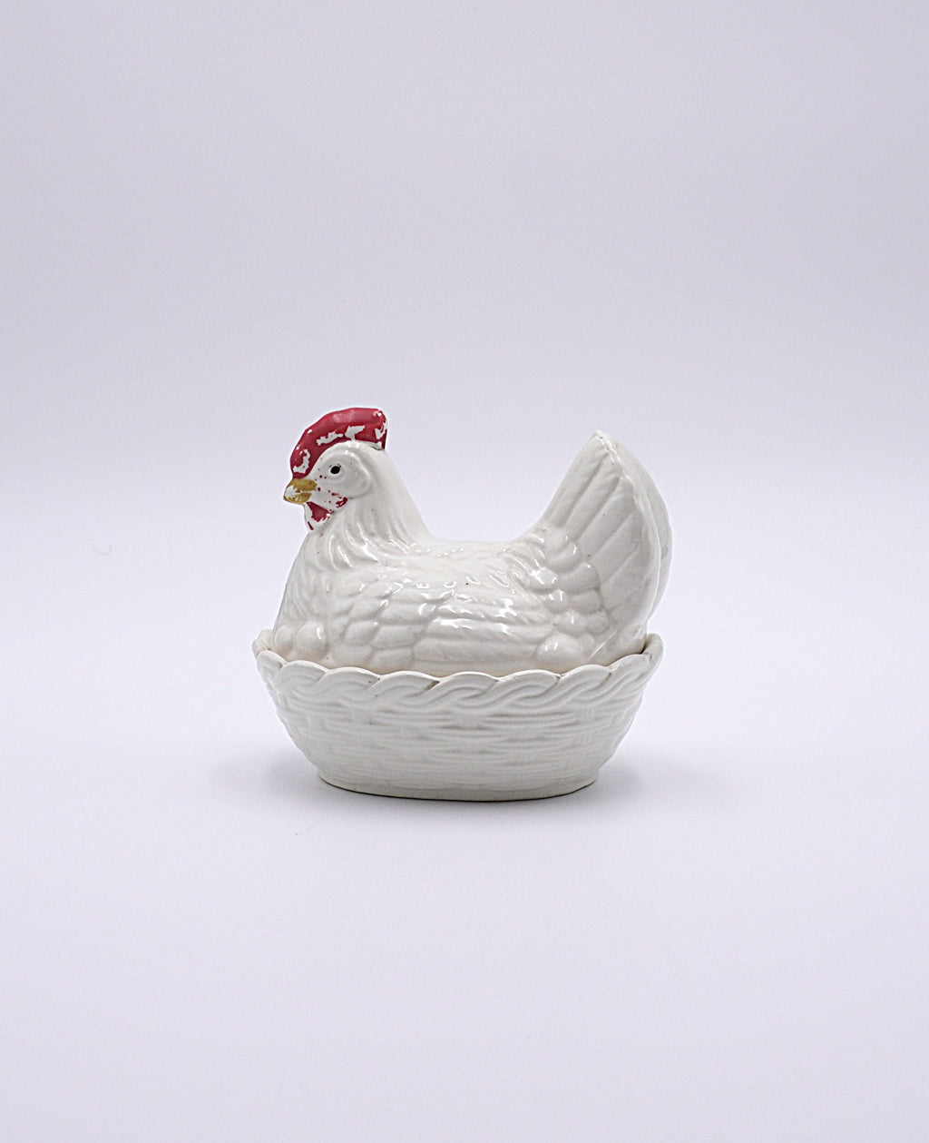 Vintage Ceramic Hen on Nest Covered Dish
