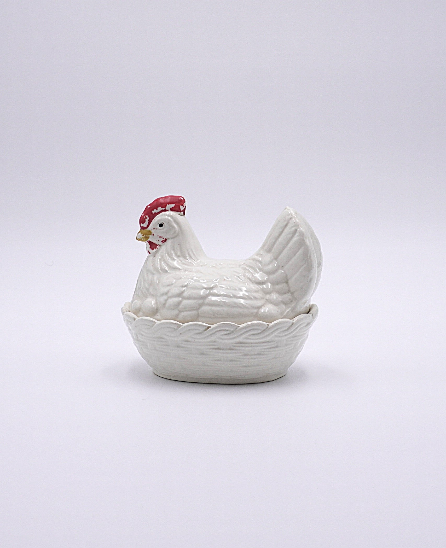 Vintage Ceramic Hen on Nest Covered Dish