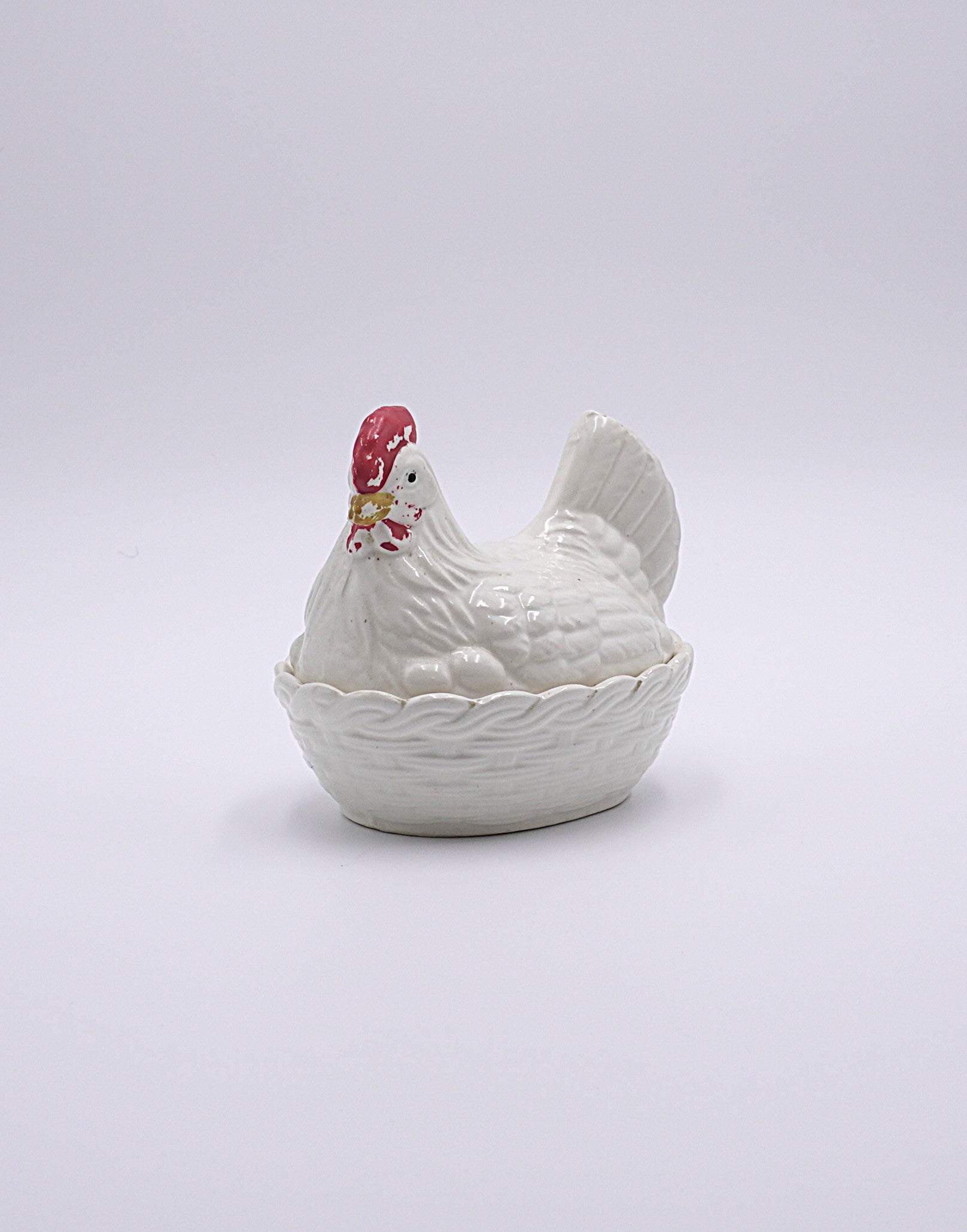 Vintage Ceramic Hen on Nest Covered Dish