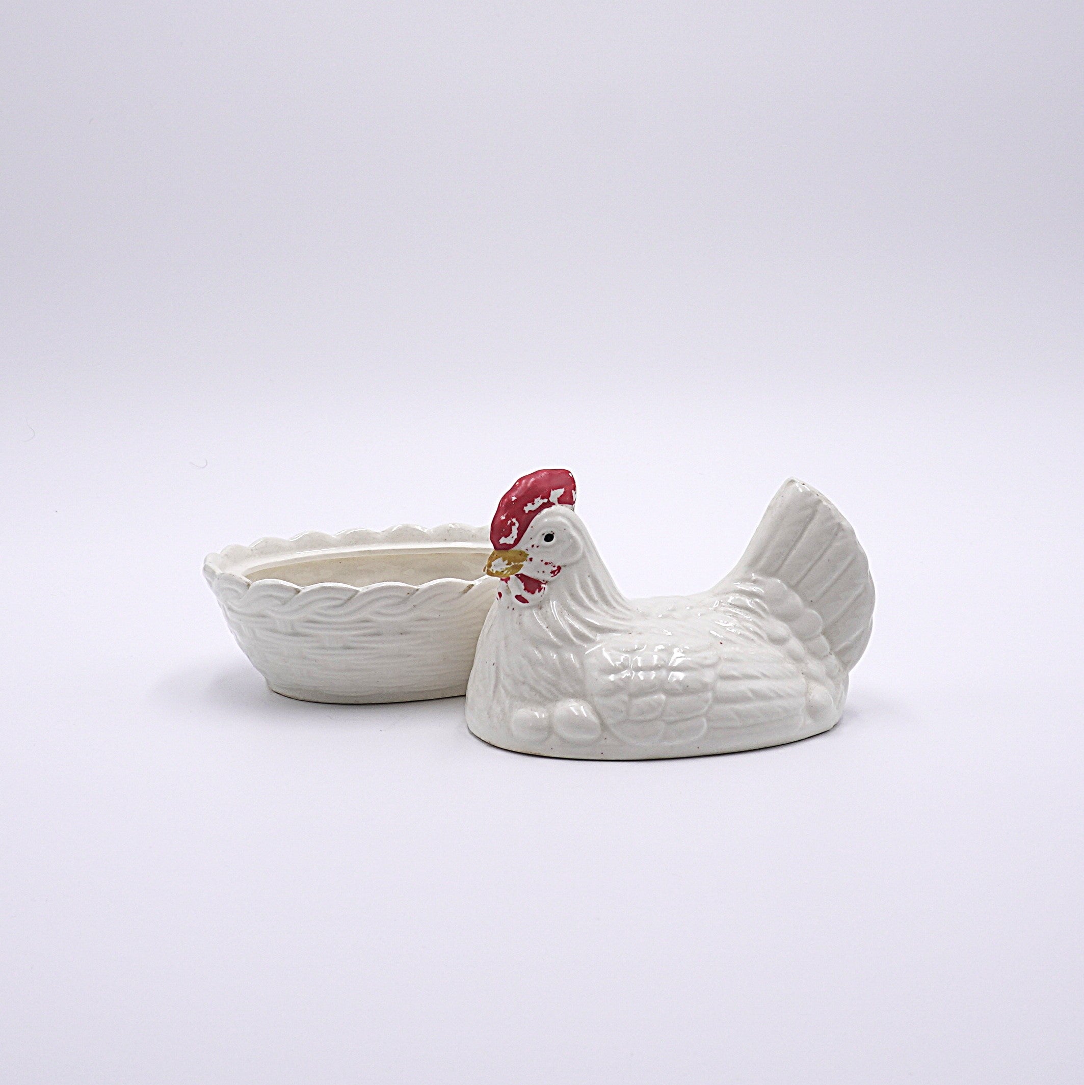 Vintage Ceramic Hen on Nest Covered Dish