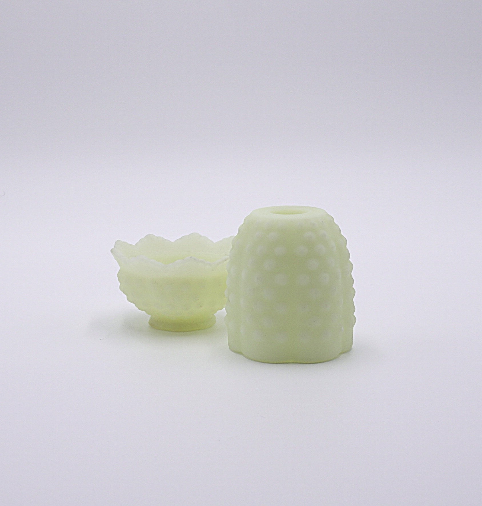 Vintage Fenton Uranium Glass Hobnail Fairy Lamp