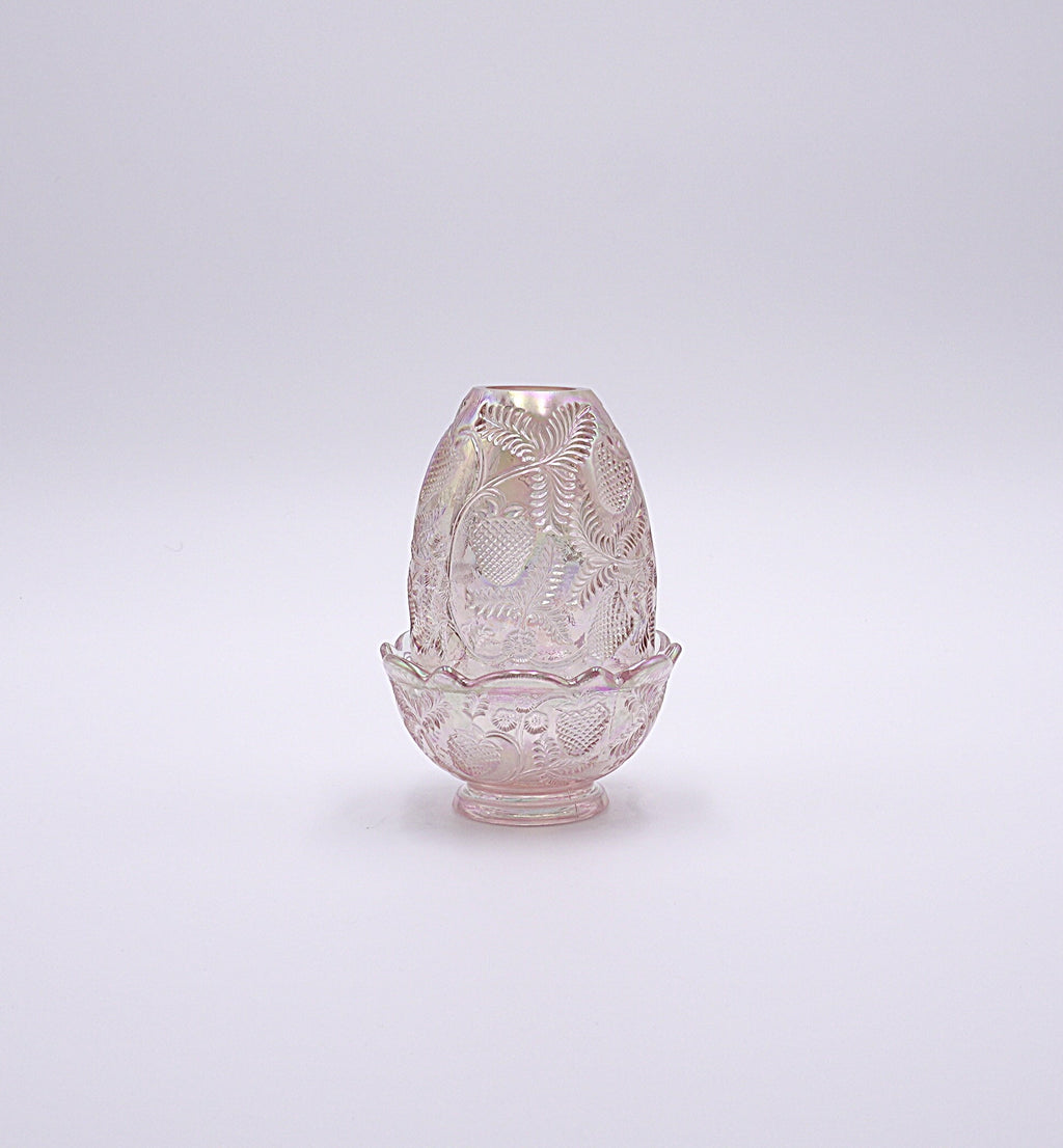 Vintage Fenton Pink Iridescent Strawberry Fairy Lamp