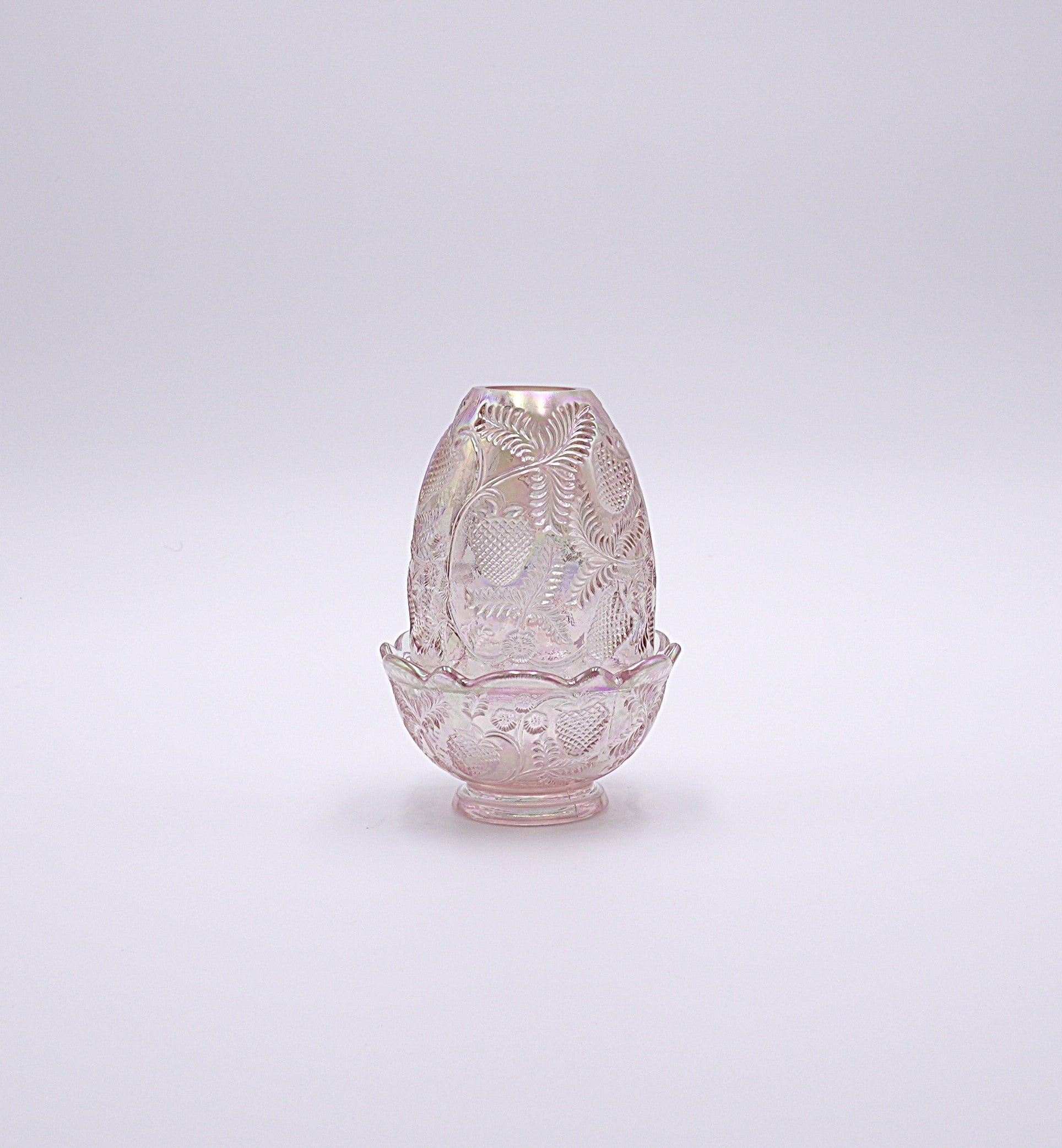 Vintage Fenton Pink Iridescent Strawberry Fairy Lamp