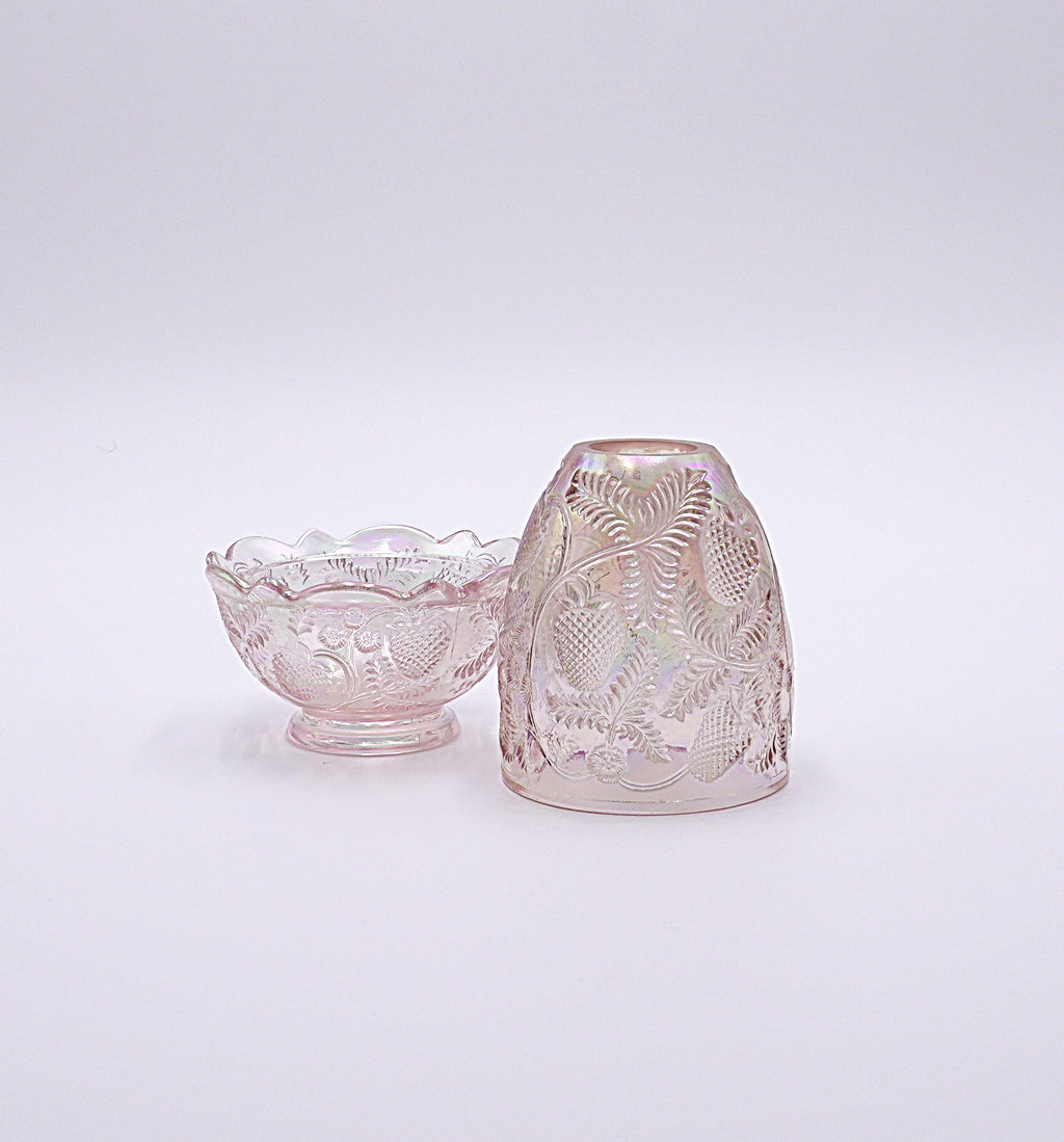 Vintage Fenton Pink Iridescent Strawberry Fairy Lamp