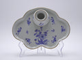 Herend Hungary Hand-Painted Blue Floral Porcelain Inkwell with Gold Trim
