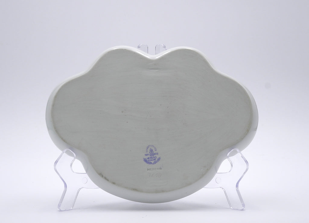 Herend Hungary Hand-Painted Blue Floral Porcelain Inkwell with Gold Trim