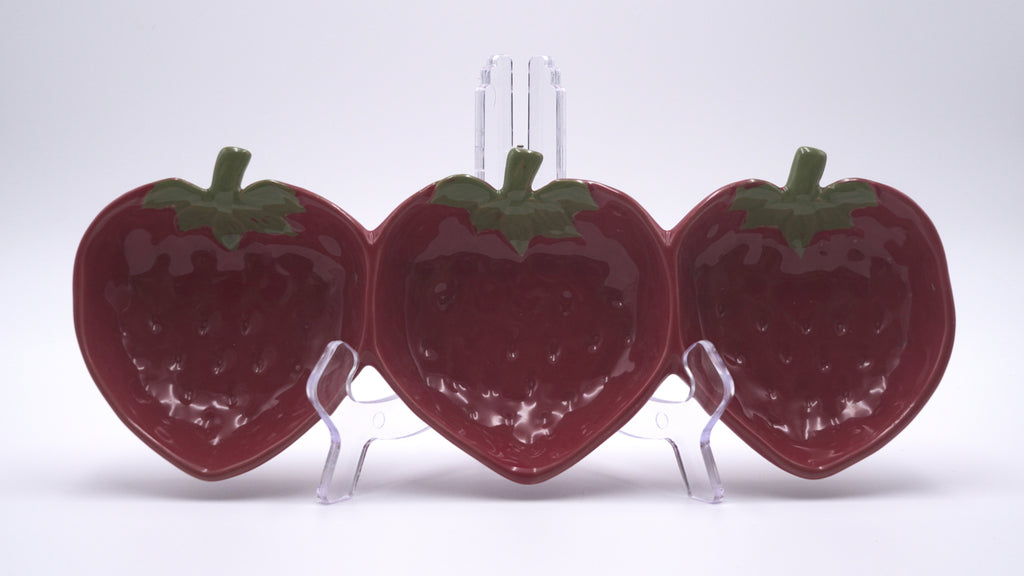 Vintage Strawberry Triple Serving Tray