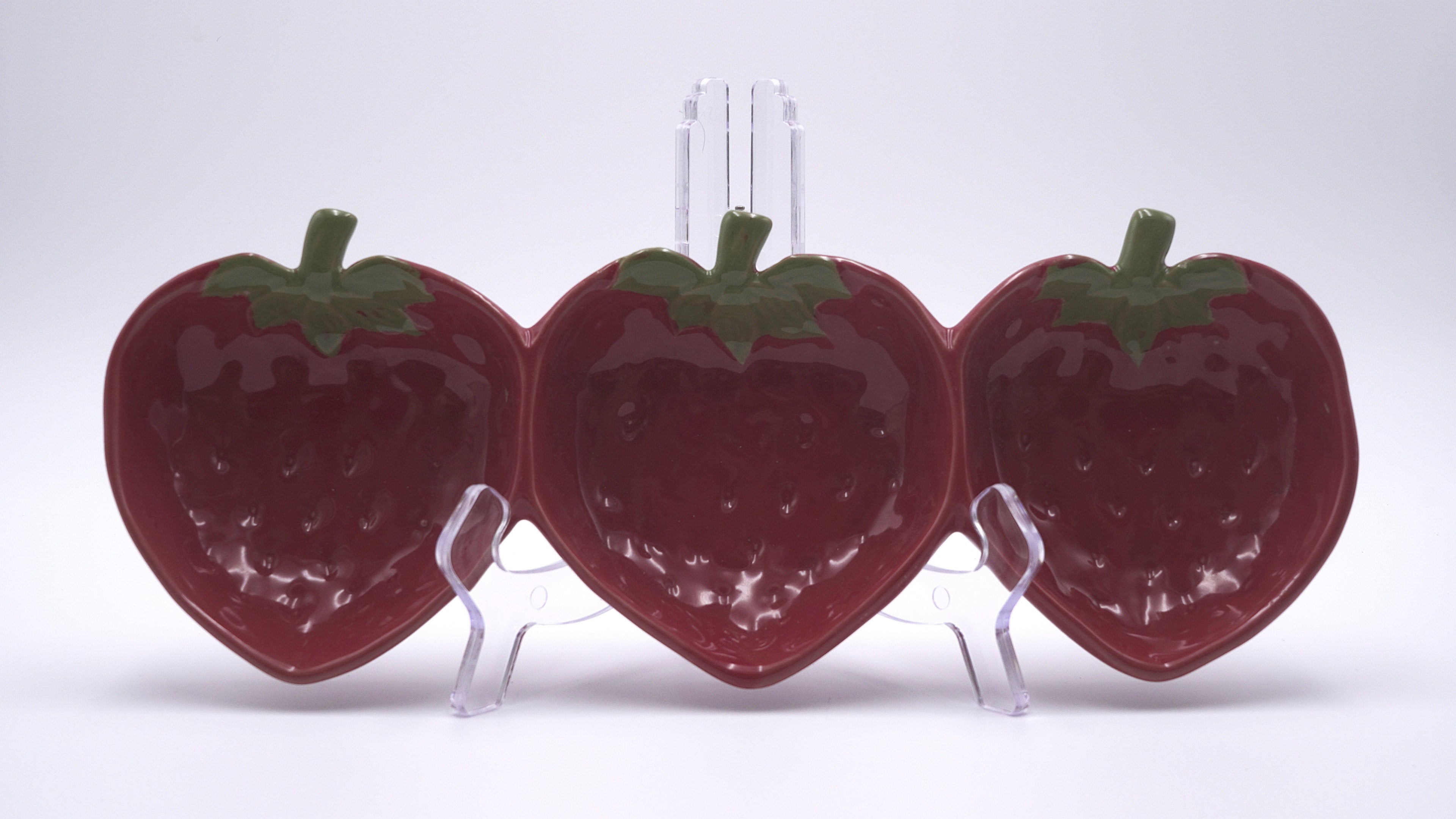 Vintage Strawberry Triple Serving Tray