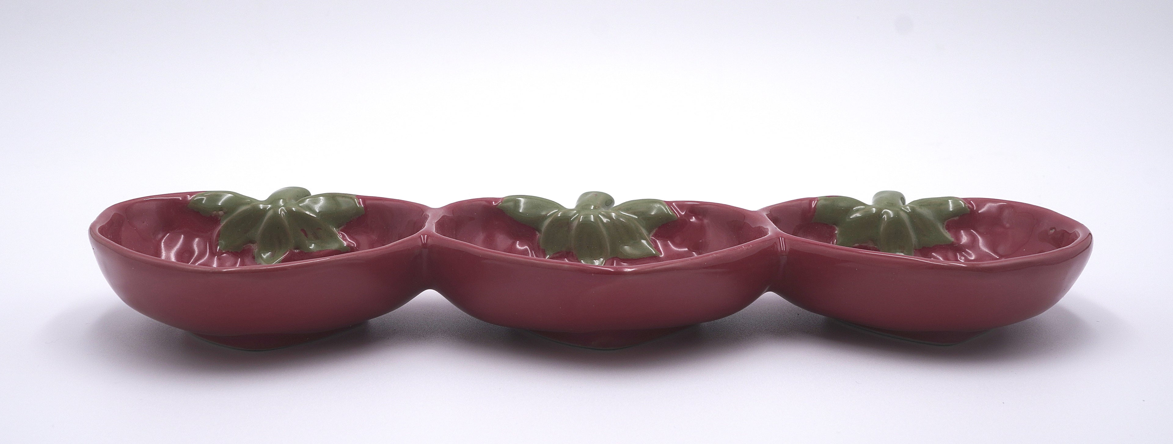Vintage Strawberry Triple Serving Tray
