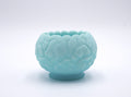 Fenton Satin Blue Floral Rose Bowl