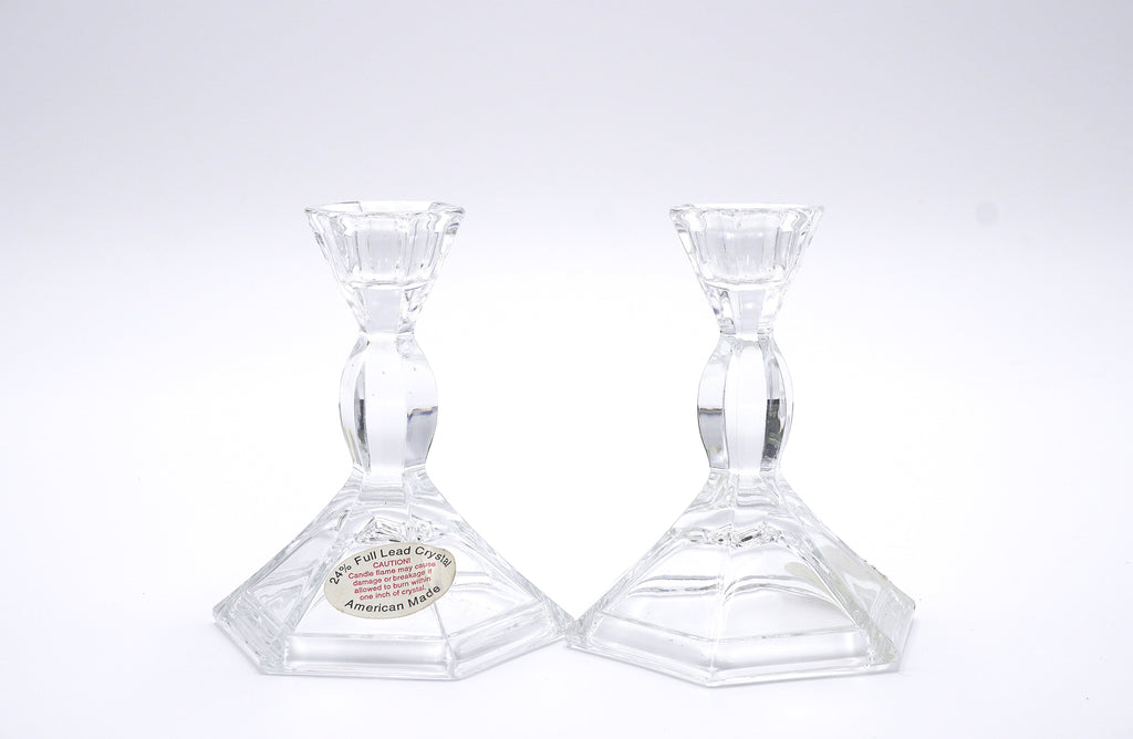 American 24% Lead Crystal Candlesticks