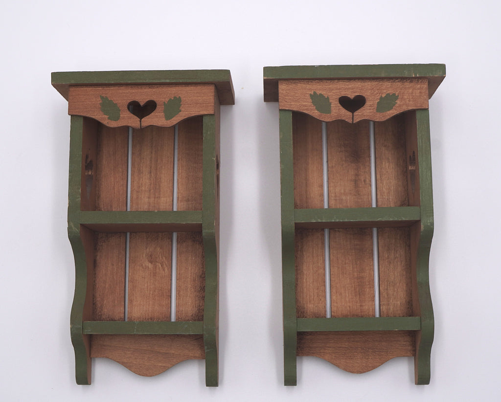 Vintage Pair Mini Farmhouse Wall Shelves