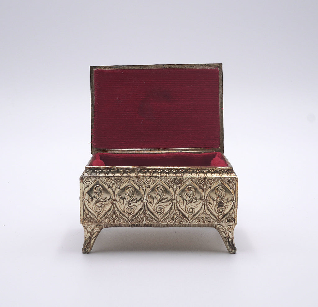Vintage Ornate Cameo Jewelry Box – Victorian Revival Trinket Casket