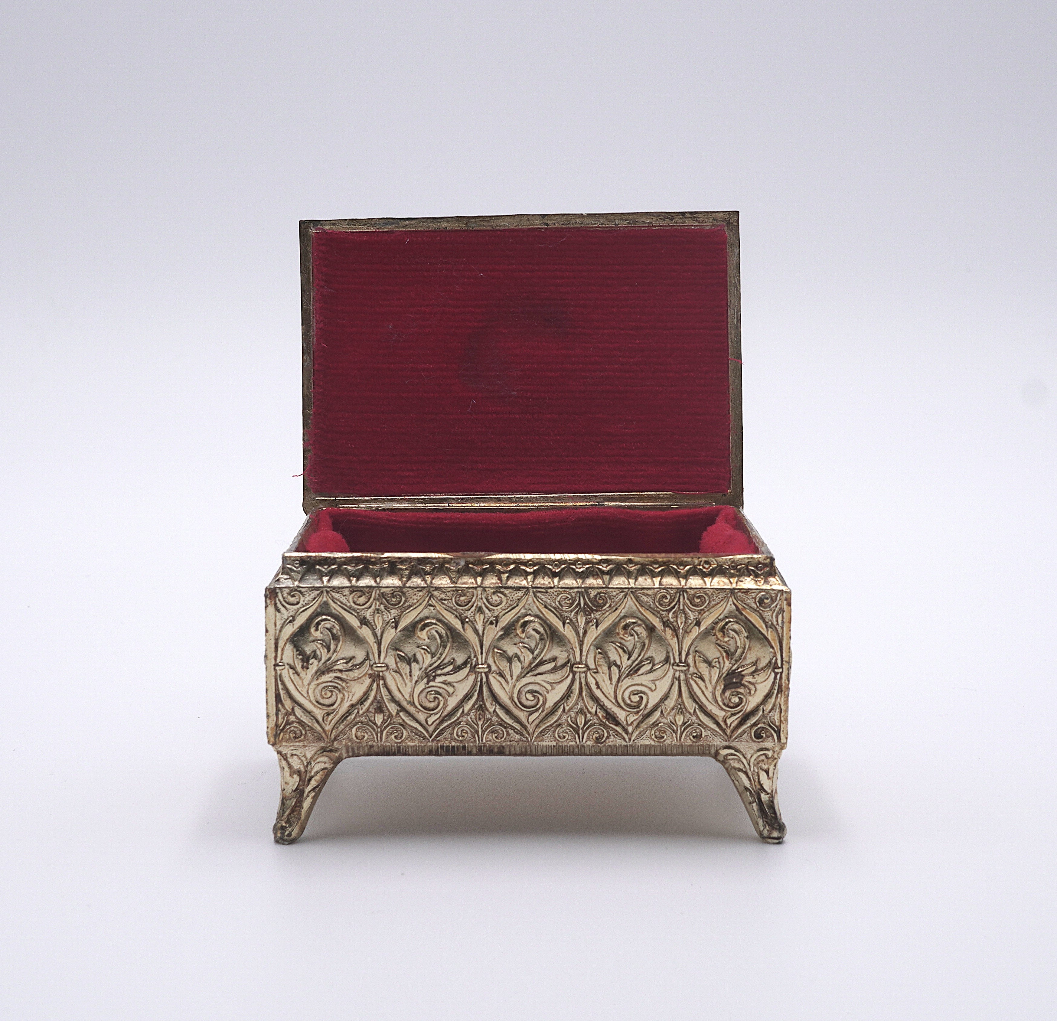 Vintage Ornate Cameo Jewelry Box – Victorian Revival Trinket Casket