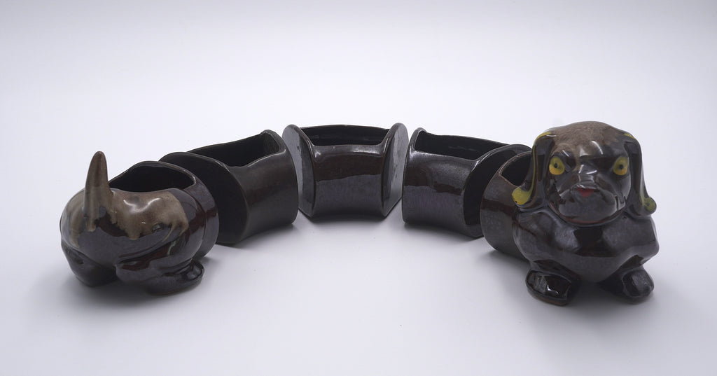 Japan Dachshund Relish Server – Mid Century Dog Condiment Set