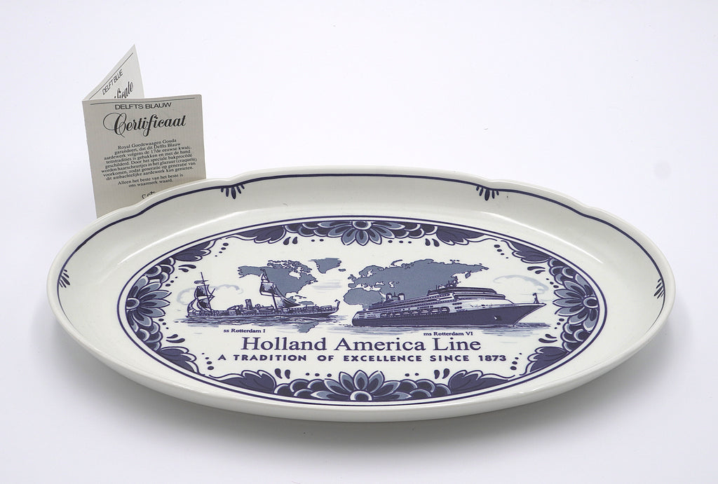 Royal Goedewaagen Blue Delft Holland America Line Platter – Dutch Maritime Commemorative with Certificate