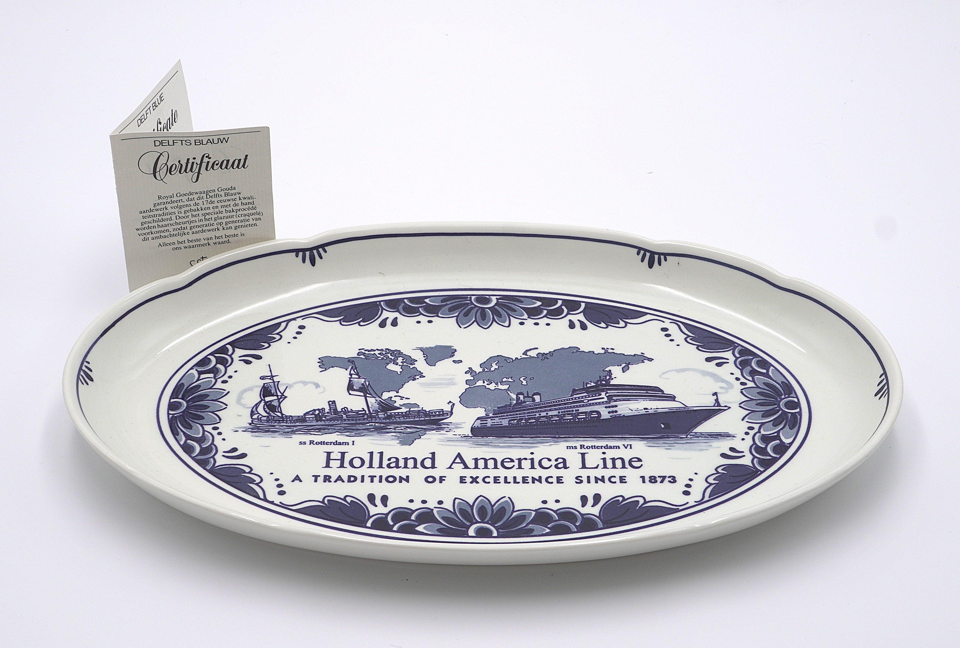 Royal Goedewaagen Blue Delft Holland America Line Platter – Dutch Maritime Commemorative with Certificate