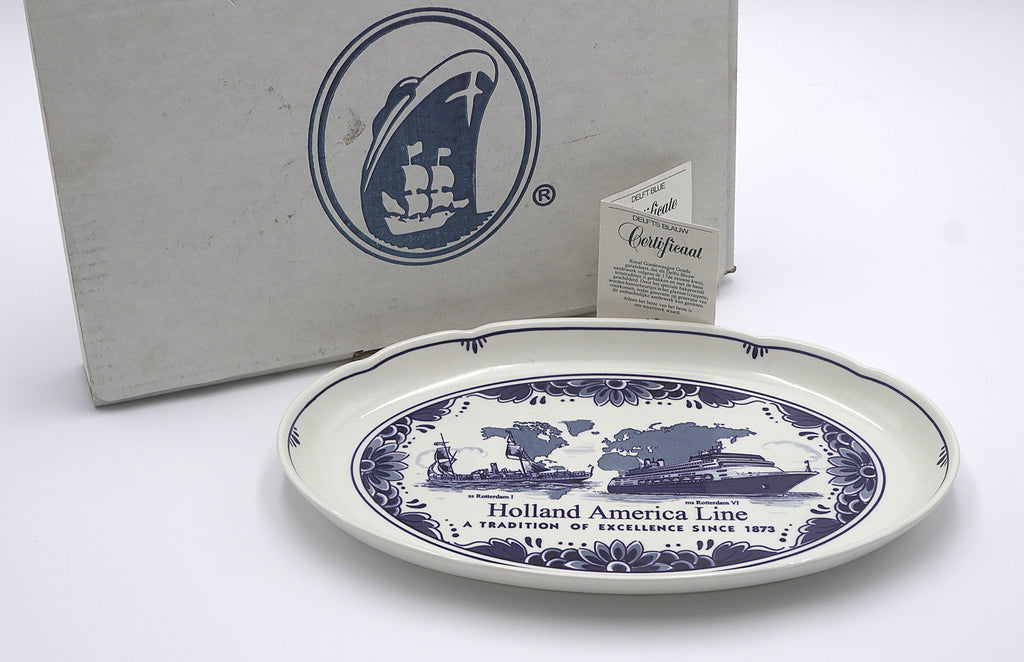 Royal Goedewaagen Blue Delft Holland America Line Platter – Dutch Maritime Commemorative with Certificate