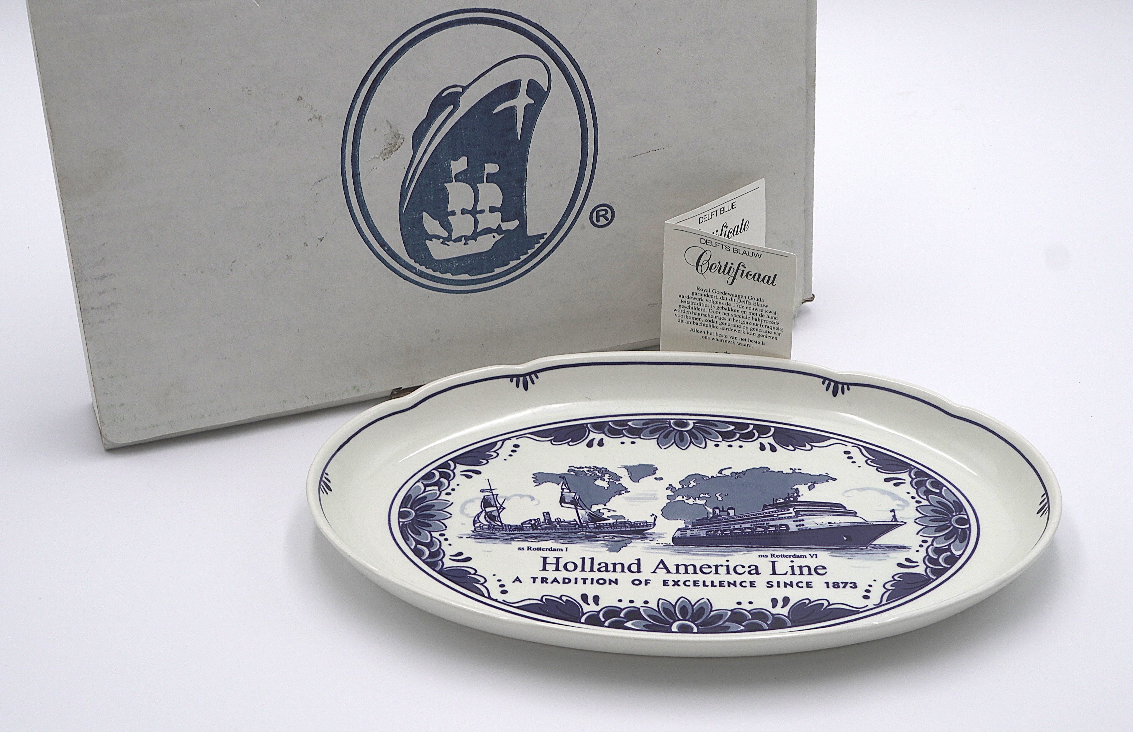 Royal Goedewaagen Blue Delft Holland America Line Platter – Dutch Maritime Commemorative with Certificate